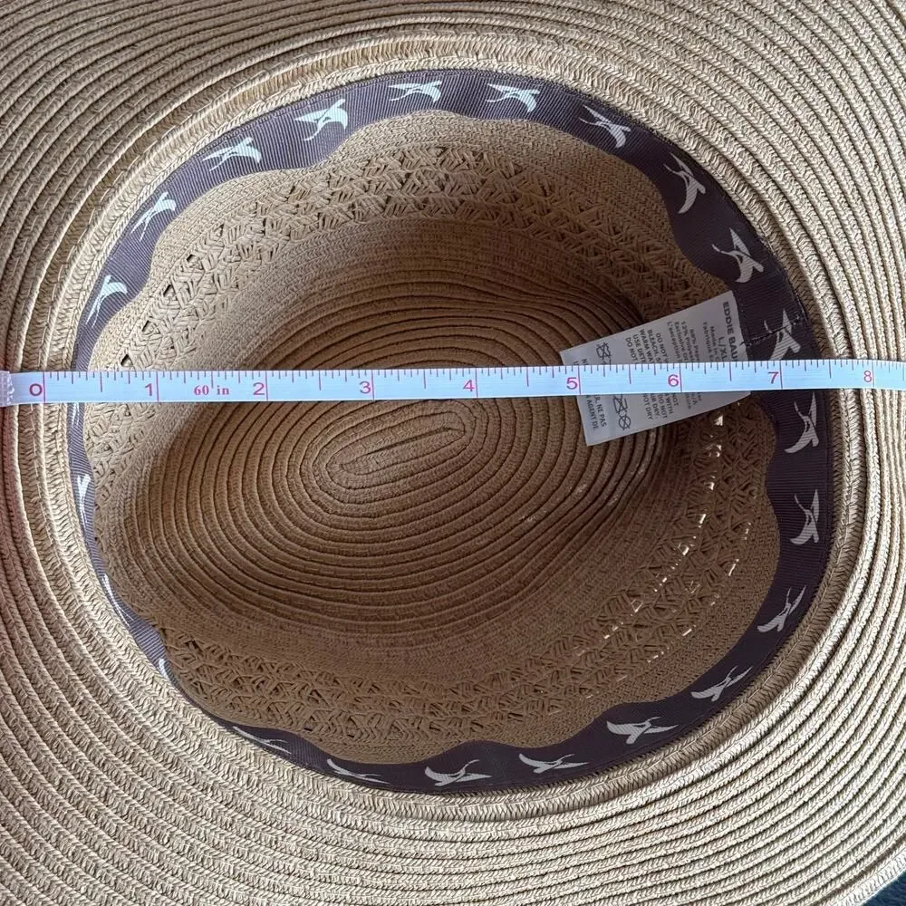 Eddie Bauer Packable Straw Hat L/XL Wide Brim Sun Hat Floppy Travel Beach NWT - Picture 9 of 10